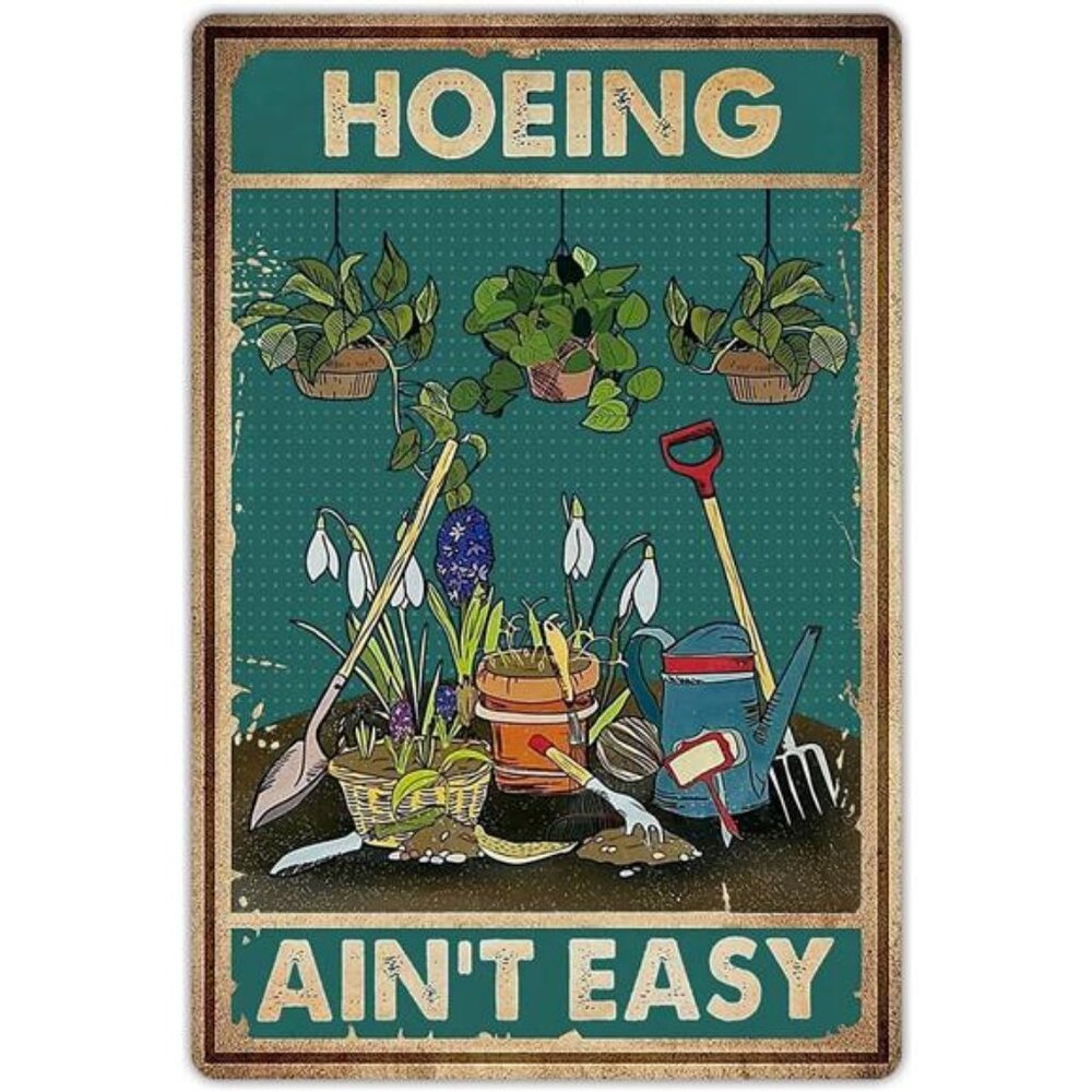Funny Garden Sign Decor Gift For Gardener - Gardening Aint Easy, 12" x 8" (980)